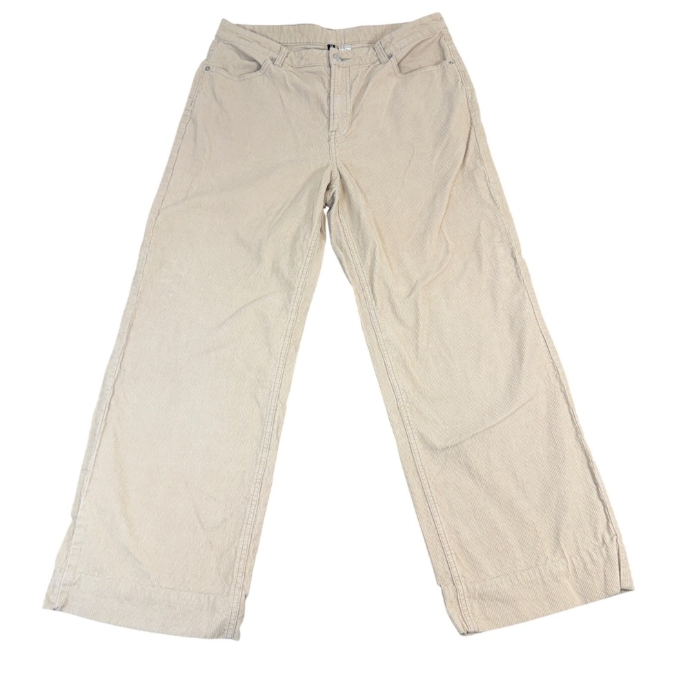 H&M Divided Beige Corduroy Wide Leg Pants High Waisted Tan Size 10 521656